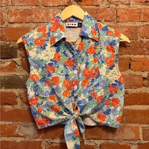 Rixo Floral Tie-Front Cropped Sleeveless Top | retro summer vibes 💐☀️